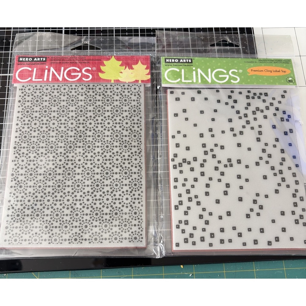 Hero Arts Clings Background Stamps Lot 2 Snow Dots Scattered Red Rubber A2 USA